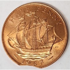 GREAT BRITAIN UK 1967 . HALF 1/2 PENNY . ERROR . CLIPPED PLANCHET